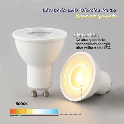 Imagem de 3 Lampada Led Mr16 Dicroica Branco Quente 6W 3000k Lup06