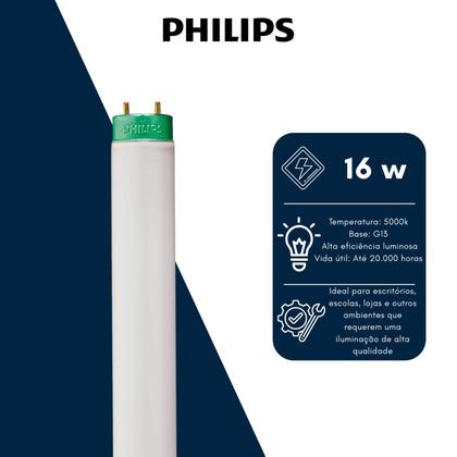 Imagem de 3 Lâmpada Tubular T8 16w Fluorescente Philips 5000k 60cm