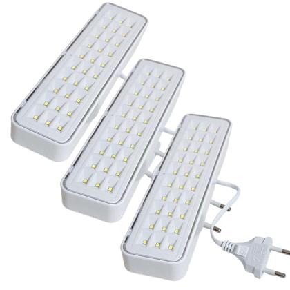 Imagem de 3 Luminária de Emergência Bivolt Para Loja Salão Parede Teto Lampada para apagão resistente e potente alta luminosidade