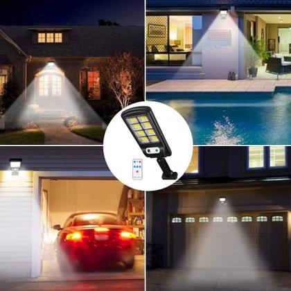 Imagem de 3 Luminária Solar Led Iluminação Luz Noturna Com Sensor Movimento Suporte Parede Jardim Garagem