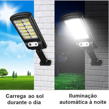 Imagem de 3 Luminária Solar Led Iluminação Luz Noturna Com Sensor Movimento Suporte Parede Jardim Garagem