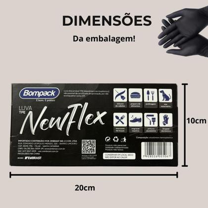 Imagem de 3 Luva Vinil Flex Descartável Proteção D Mãos C100u Preta M