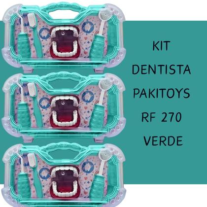3 Maleta Brinquedo Verde Dentista Pakitoy Infantil - PAKI TOYS