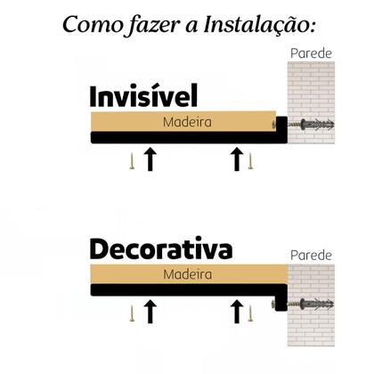 Imagem de 3 Mão Francesa 20cm Invisível Invertida Aço Forte Resistente