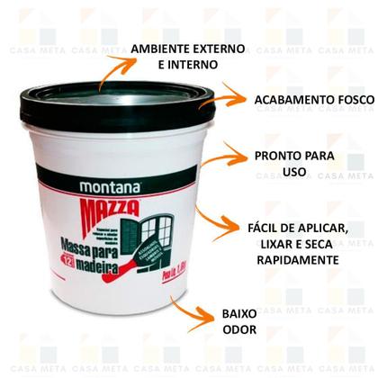 Imagem de 3 Massa Madeira Calafetar Correção Montana 1,6kg Sucupira