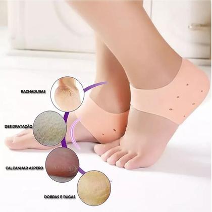 Imagem de 3 Meias Silicone Anti Rachadura Calcanhar Protege Hidrata