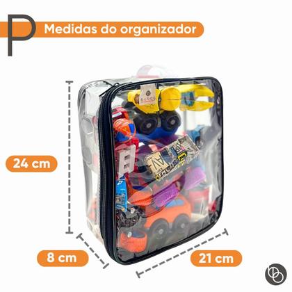 Imagem de 3 Organizadores de Brinquedo Blocos Montar Bonecas Carrinhos Robusto impermeável Transparente C/alça 