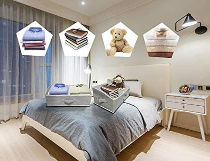 Imagem de 3 pacotes de caixas de armazenamento closet - Trapezoid Large Storage Box - Cestas de Tecido Dobrável para Roupas Organizadoras - Higiene infantil, Brinquedos, Toalha, DVD, Livro (Cinza, 20 x 11,2 x 8,3 polegadas)