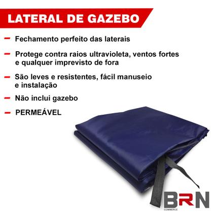 Imagem de 3 Paredes de Fechamento Lateral Removível Cor Azul Para Tenda Gazebo 3x3