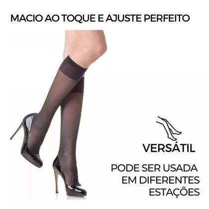 Imagem de 3 Pares Meia 3/4 Transparente Fio 15 Selene Meia Fina Social Preta