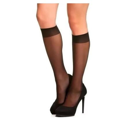 Imagem de 3 Pares Meia 3/4 Transparente Fio 15 Selene Meia Fina Social Preta