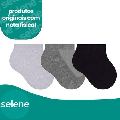 Imagem de 3 Pares Meias Infantil Bebê Kids Sapatilha Cano Curto Selene
