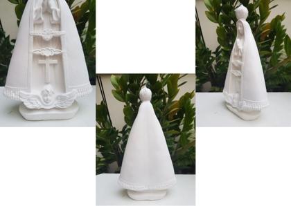 Imagem de 3 Pç Nossa Senhora Aparecida 22cm Gesso Branco Pintar Manto Decoração Lembrança Presente Mãe