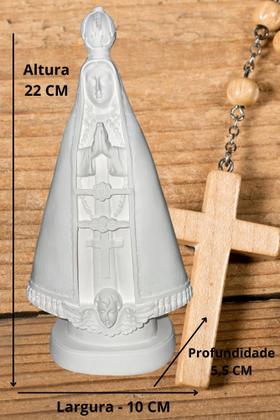 Imagem de 3 Pç Nossa Senhora Aparecida 22cm Gesso Branco Pintar Manto Decoração Lembrança Presente Mãe