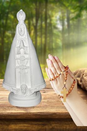 Imagem de 3 Pç Nossa Senhora Aparecida 22cm Gesso Branco Pintar Manto Decoração Lembrança Presente Mãe