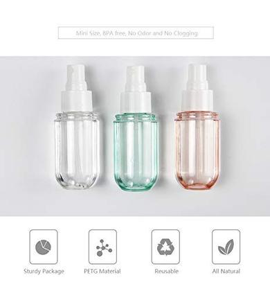 Imagem de 3 PCes 1.5oz/40ml frasco de spray de névoa fina para viagem e casa, atomizador cosmético portátil Mini vazio, pequenos recipientes líquidos recarregáveis para álcool, desinfetante para as mãos, perfume (pacote de 3 cores)