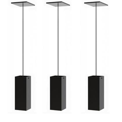 Imagem de 3 Pendente Industrial Preto Quadrado Moderno Luminária ELG