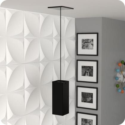 Imagem de 3 Pendente Industrial Preto Quadrado Moderno Luminária ELG