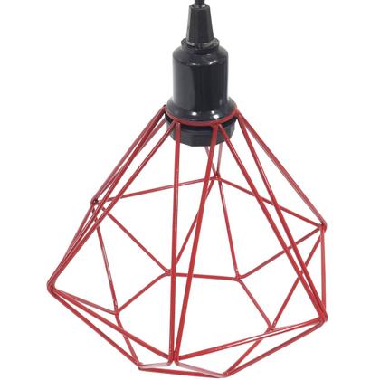 Imagem de 3 Pendentes Aramado Diamante Luminária Lustre P Teto Retrô Vintage Industrial Balcão Vermelho