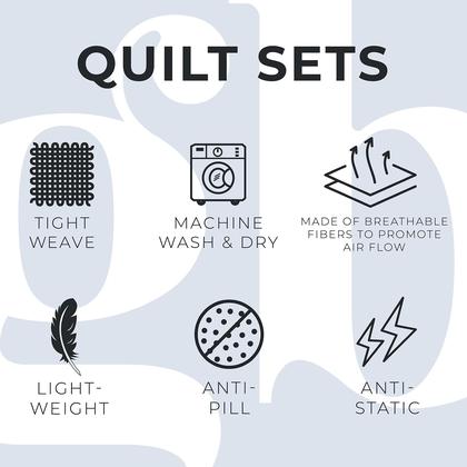 Imagem de 3-Piece Detalhado Canal Ponto Quilt Set com Shams. Ash Gray Full/Queen Quilt Set, All Season Bedspread Quilt Set, Alicia Collection (Full / Queen, Ash Gray)