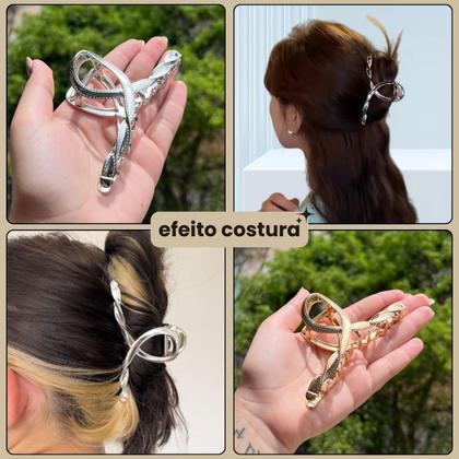 Imagem de 3 Piranha De Cabelo Presilha Grande Costura Prendedor Penteados Elegantes