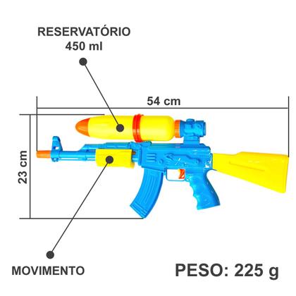 3 Pistola Arma Grande Water Gun Lança Água Brinquedo 53cm