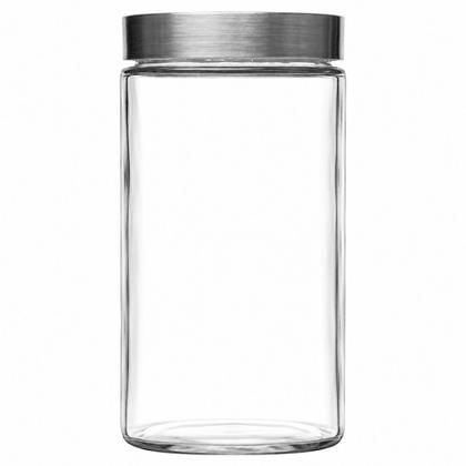 Imagem de 3 Potes De Vidro Gourmet 1,8L Com Tampa Prata E Visor