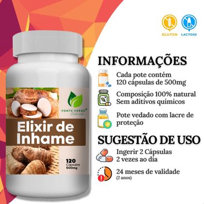 Imagem de 3 Potes Elixir de Inhame Kit 360 Cáps - Fonte Verde