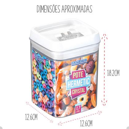 Imagem de 3 Potes Hermeticos Porta Mantimentos Empilháveis De 1700 Ml