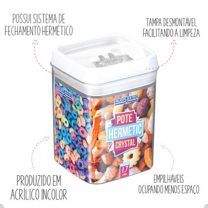 Imagem de 3 Potes Hermeticos Porta Mantimentos Empilháveis De 1700 Ml
