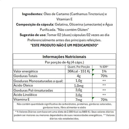Imagem de 3 Potes Óleo De Cartamo com Vitamina E Kit 300 Cáps 1000mg Fonte Verde