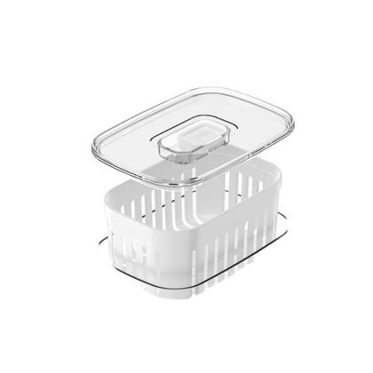 Imagem de 3 Potes Organizadores de Geladeira 650ml Acrílico Com Cesto Interno Tampa Com Respiro Preserva Frescor Frutas e Legumes