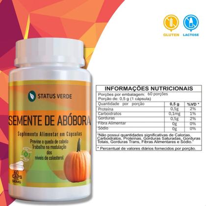 Imagem de 3 Potes Semente de Abóbora Kit 180 Cáps - Status Verde