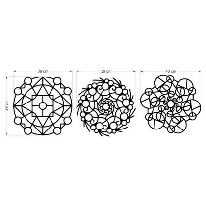 Imagem de 3 Quadros Decorativos Mandalas MDF Para Sala Quarto Recepção