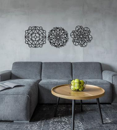Imagem de 3 Quadros Decorativos Mandalas MDF Para Sala Quarto Recepção