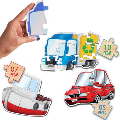 Imagem de 3 Quebra-cabeça Progressivo De Madeira Meios De Transporte