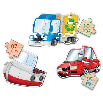 Imagem de 3 Quebra-cabeça Progressivo De Madeira Meios De Transporte