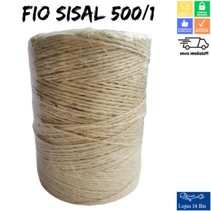 Imagem de 3 Rolos de Fio de Sisal 100% Natural sem Rasar 500/1 Rolo 1Kg com 500m APAEB