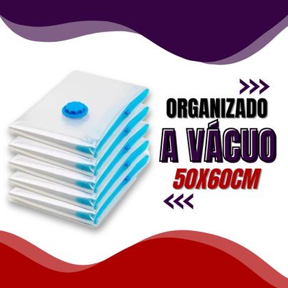 3 Saco À Vácuo Organizador 50x60cm Clink + Bomba Imagem de 3 Saco À Vácuo Organizador 50x60cm Clink + Bomba