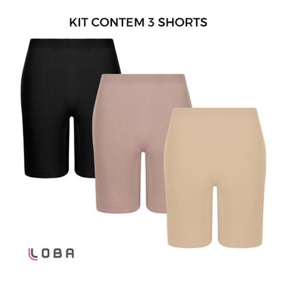 Imagem de 3 Short Sem Costura Antimicrobial Básico Feminino Modelador Com Fundilho Loba Plus Size