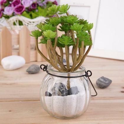 Imagem de 3 suculentas delicadas silicones 13cm planta artificial bonsai decoração enfeites não acompanha vaso - DE8863VD