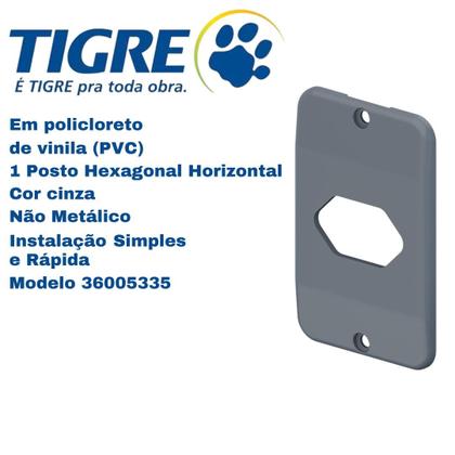Imagem de 3 Tampas Para 1 Interruptor 3/4 Pol. Cinza Em Pvc Tigre