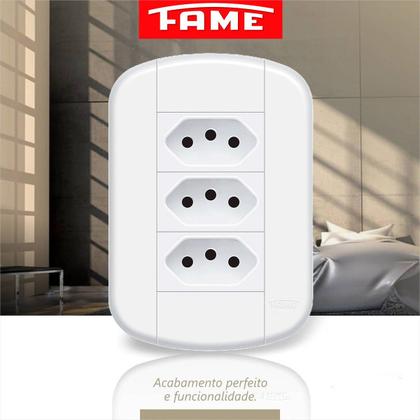 Imagem de 3 Tomadas Blanc Mais Suporte 4x2 Fame Kit C/ 2