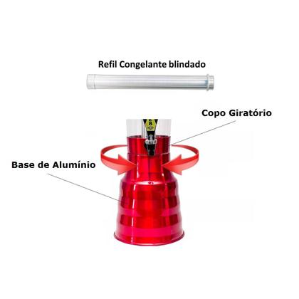 3 Torre De Chopp Beer 2.2 Litros 100% Alumínio Giratória + 6 Tubo Gelante - FULL SHOPP Imagem de 3 Torre De Chopp Beer 2.2 Litros 100% Alumínio Giratória + 6 Tubo Gelante