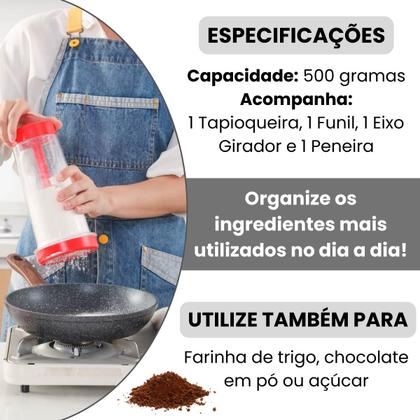 Imagem de 3 Un Tapioqueira Peneira Polvilhador Biju Armazena Tapioca Geladeira