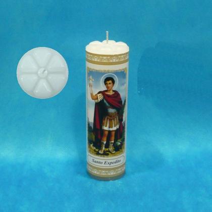 Imagem de 3 Velas Votivas 7 Dias Imagem Santo Expedito Oração Mágica