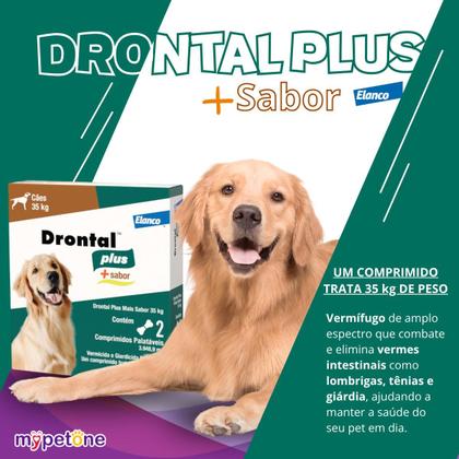 Imagem de 3 Vermífugo Drontal Plus 2 Comprimidos Para Cães Até 35kg