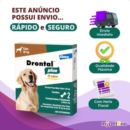 Imagem de 3 Vermífugo Drontal Plus 2 Comprimidos Para Cães Até 35kg