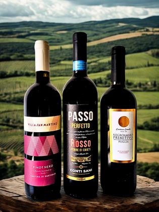 Imagem de 3 Vinhos Tintos Secos Italianos Passo, Contessa e San Martino 750ml