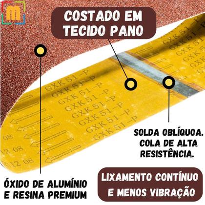 Imagem de 3 X Lixas Cinta Banda 7200X115Mm Costado Tecido Óxido